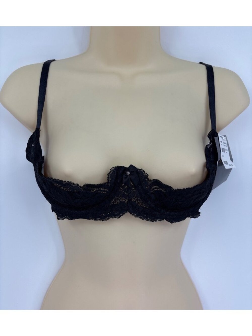 Fredericks of Hollywood Shelf Quarter Cup Underwire Lace Bra Black Size 36 NEW